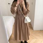 Double-breasted Midi A-line Shirtdress Khaki - One Size