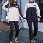 Couple Matching Half-zip Color Panel Sweatshirt/ Sweatpants