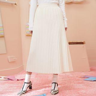 Midi A-line Knit Skirt Off-white - One Size