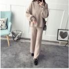 Set Of Two: Plain Knit Sweater + Knit Pants