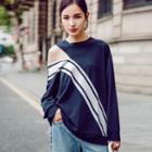 One-shoulder Cutout Long-sleeve Sweatshirt