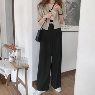 Short-sleeve Cropped Blazer / Dress Pants