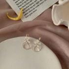 Rhinestone Hoop Earring Silver Needle - Flower & Ring - Gold - One Size