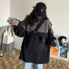 Two-tone Faux Shearling Half-zip Pullover