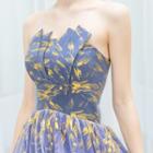 Strapless A-line Gradient Evening Gown