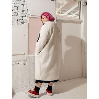 Plus Size Pocket-detail Faux-shearling Long Coat