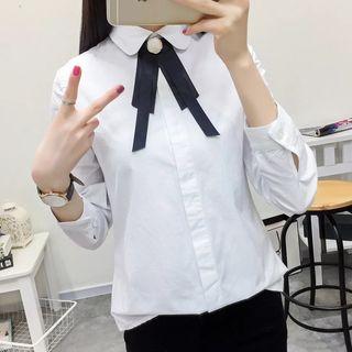 Bow Pearl Long-sleeve Blouse
