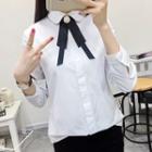 Bow Pearl Long-sleeve Blouse