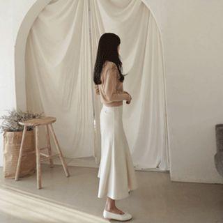 Zip-side Flared Wide-leg Pants