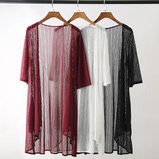 Elbow-sleeve Sheer Knit Jacket
