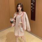 Plaid Knit Jacket / Sleeveless Dress