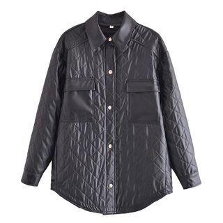 Quilted Faux Leather Shirt