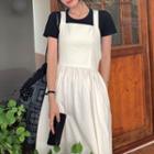 Cross-back Midi Overall Dress