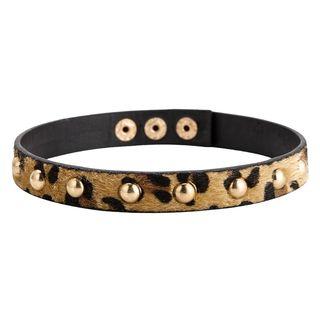 Studded Leopard Print Choker Leopard - One Size