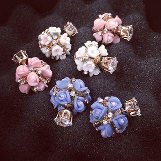 Rhinestone Flower Double-sided Earrings