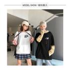 Couple Matching Mock Two-piece Long-sleeve Plaid Paneled Letter Hoodie