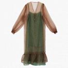 Spaghetti Strap Check Midi Shift Dress
