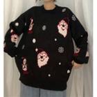 Long-sleeve Christmas Printed Knit Sweater / Scarf