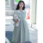 Short-sleeve Wide Collar Blouse / Midi Overall Dress