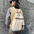 Buckled Two-tone Canvas Backpack