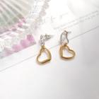 Alloy Heart Dangle Earring 1 Pair - Stud Earrings - Gold & Silver - One Size