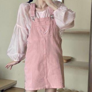 Blouse / Denim Mini A-line Overall Dress