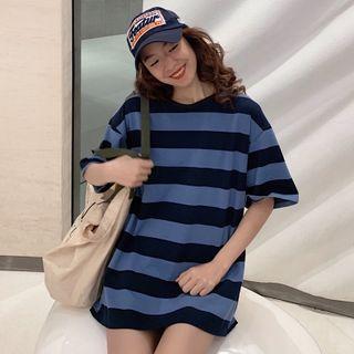 Short-sleeve Striped Tunic T-shirt