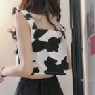 Cow Print Cropped Vest