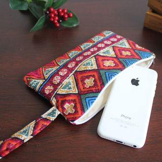 Patterned Linen Cotton Zip Pouch