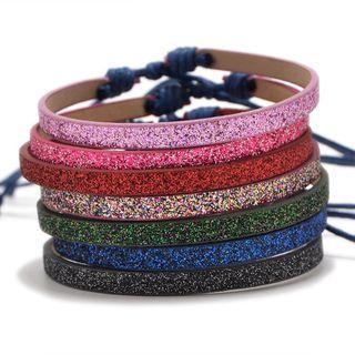 Faux Leather Glittered Bracelet