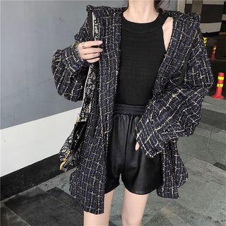 Plain Hooded Jacket Black - One Size