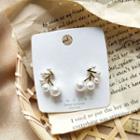 Faux Pearl Earring 1 Pair - Silver Needle Earring - White - One Size