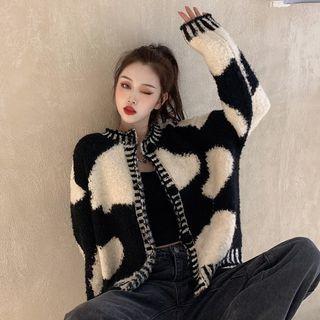 Long-sleeve Two-tone Jacket Black & White - One Size
