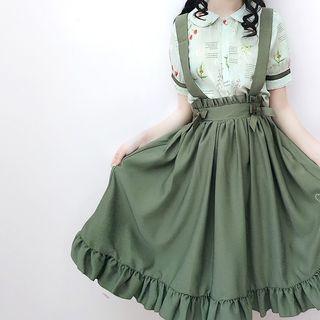 Short-sleeve Printed Shirt / Jumper A-line Skirt