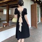 Short-sleeve Square-neck Back Strap Dress