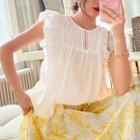 Cap-sleeve Top / Floral A-line Midi Skirt