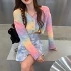Tie-dyed Cardigan / Mini A-line Skirt