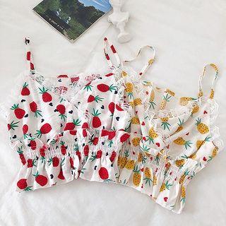 V-neck Lace-trim Strap Top