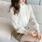 Stand Collar Long Sleeve Lace Shirt