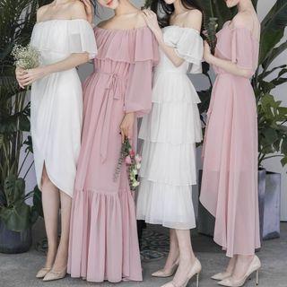 Plain Off-shoulder Dress (various Designs)