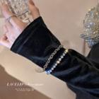 Rhinestone Layered Alloy Bracelet Bracelet - Silver - One Size