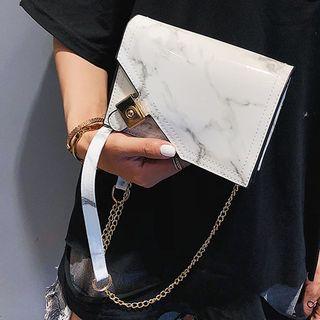 Marble Print Chained Handbag