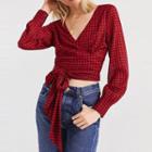 Plaid Cropped Long Sleeve Top