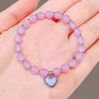 Heart Resin Bead Bracelet Ly2496s - Purple & Silver - One Size