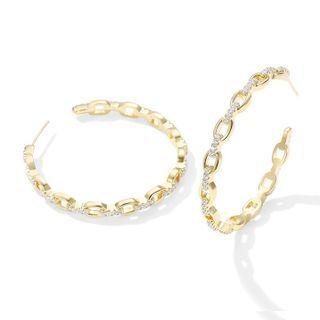 Chained Alloy Open Hoop Earring 1 Pair - Gold - One Size