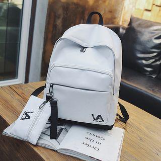 Lettering Backpack With Pouch