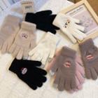 Embroidered Touchscreen Knit Gloves