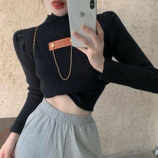 Chained Mock-neck Knit Top