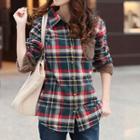 Shearling-lined Plaid Blouse