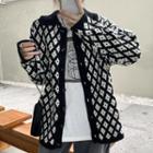 Collared Patterned Knit Cardigan